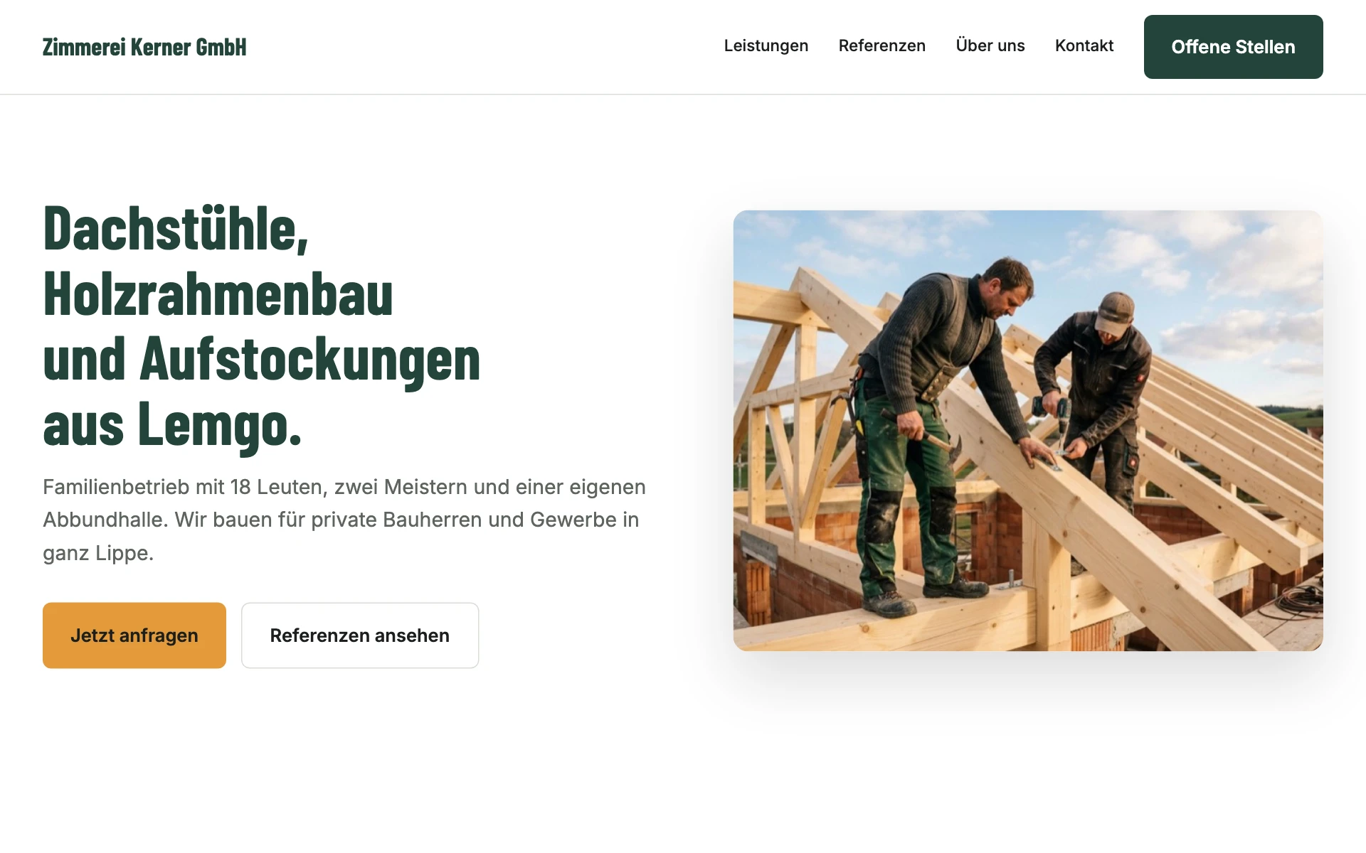 Beispiel einer Firmenwebseite, Desktop-Ansicht