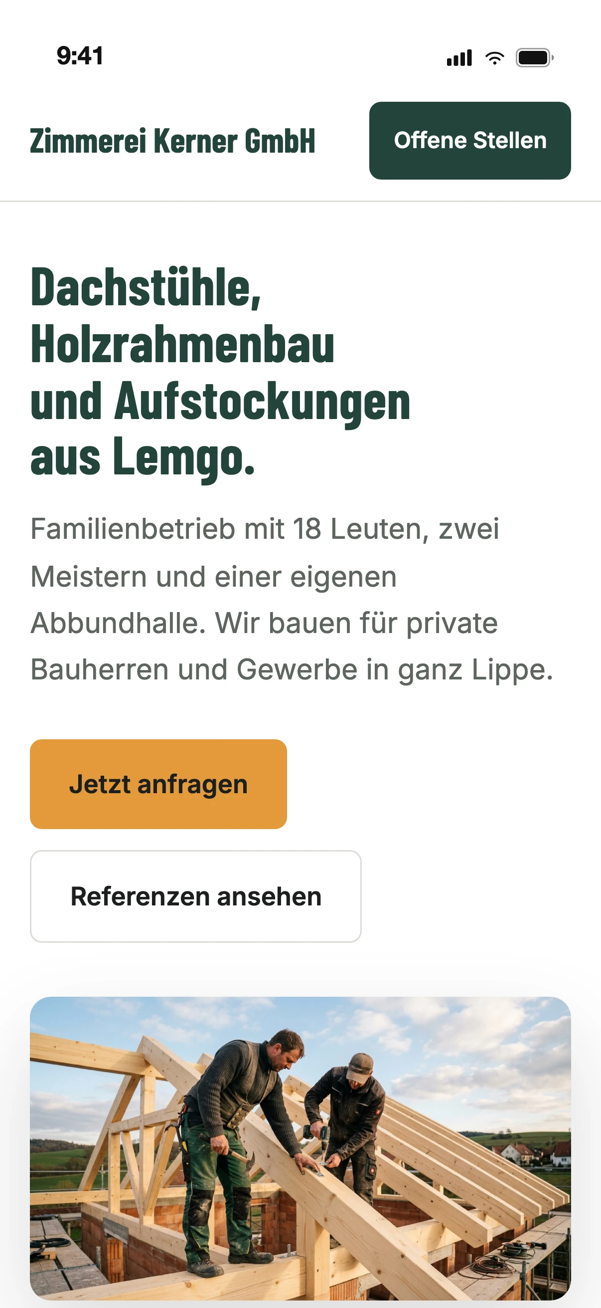 Beispiel einer Firmenwebseite auf dem Handy